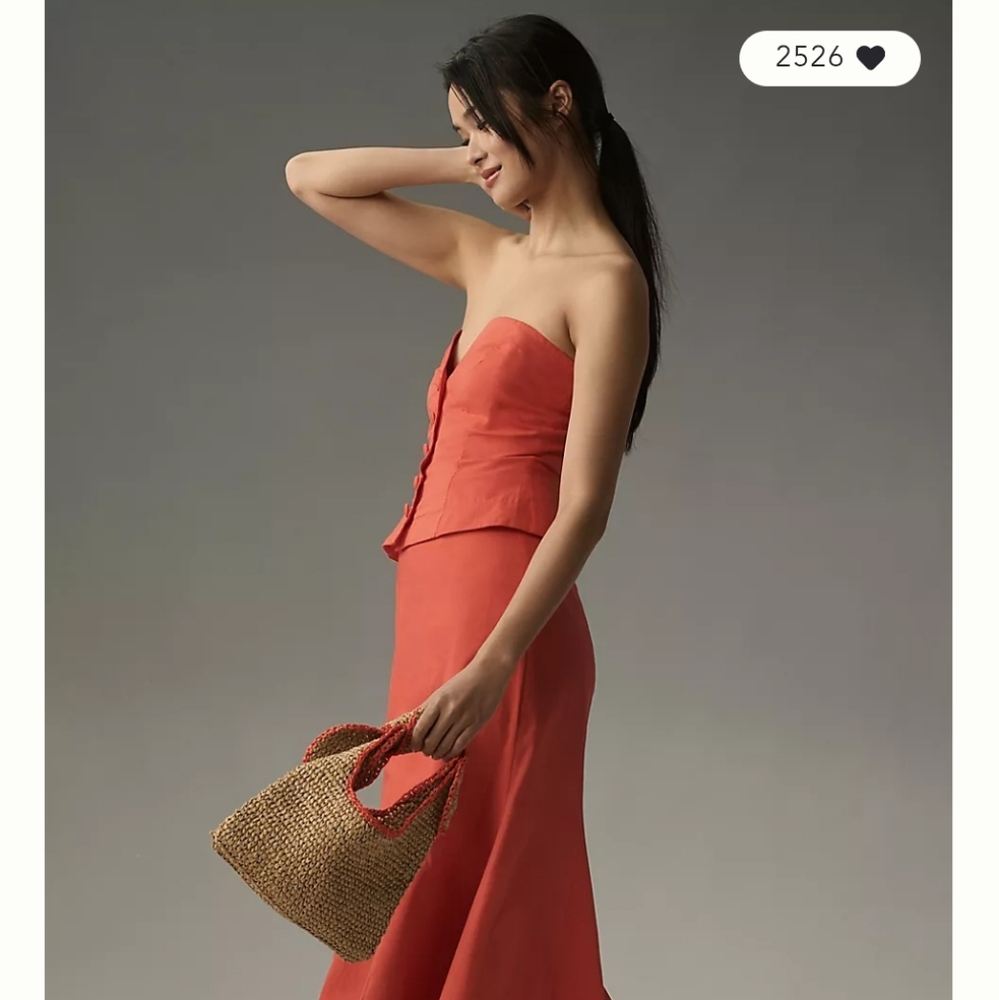 NWT Anthropologie Maeve Strapless Corset Fit & Flare Midi Dress NWT Size 8 - Picture 2 of 12